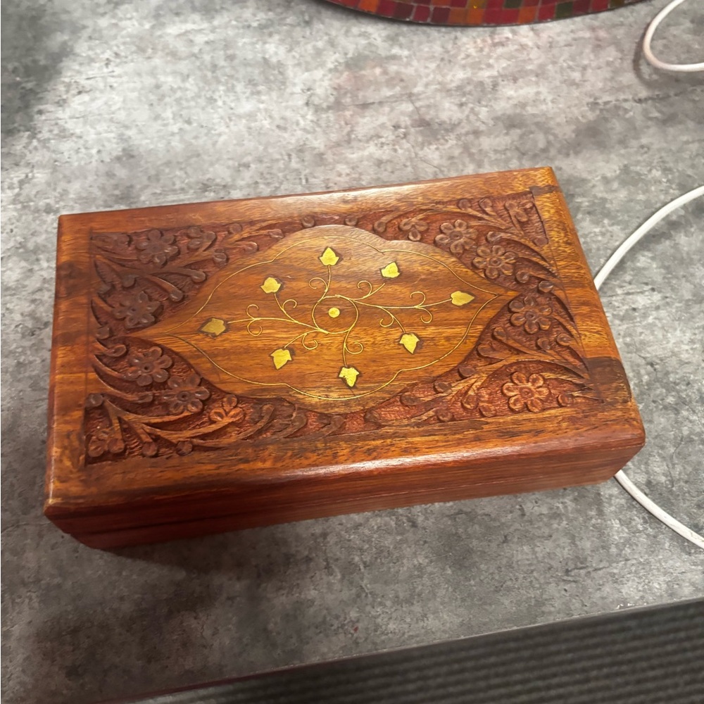 Wooden Box with Red Velvet Lining